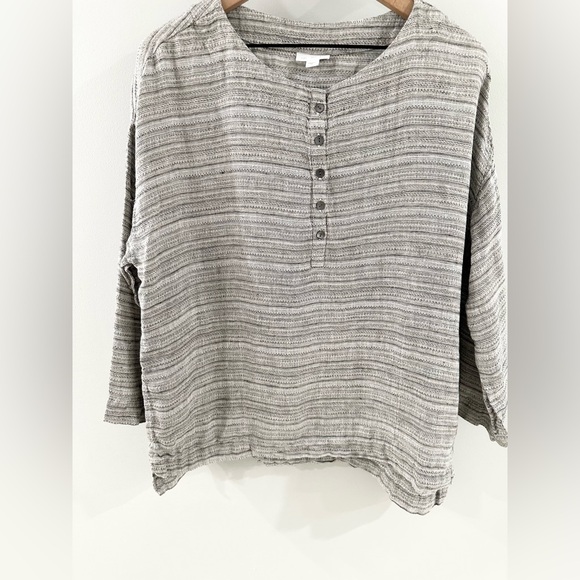 J. Jill Lagenlook Dolman Sleeve Linen Blouse Gray Size Medium - Picture 4 of 6